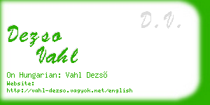 dezso vahl business card